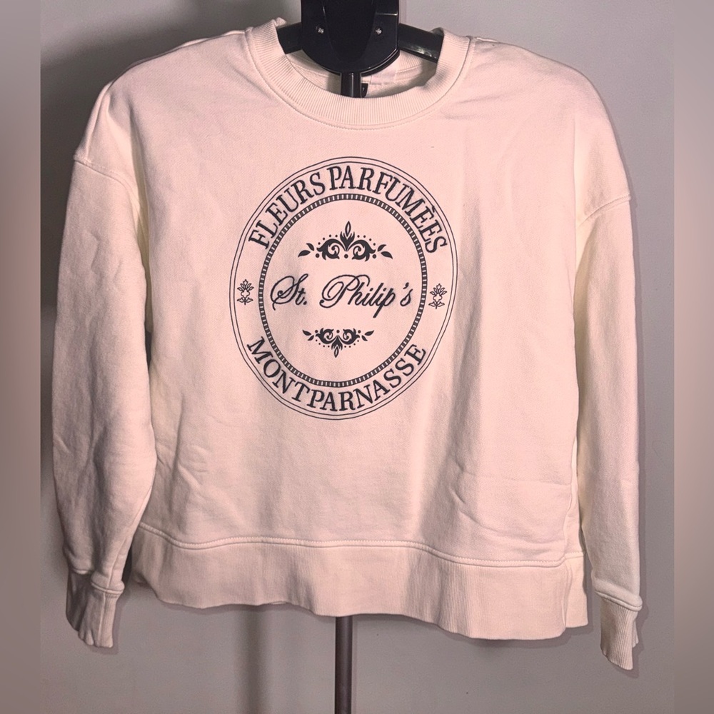 H&M White Graphic Sweatshirt size L